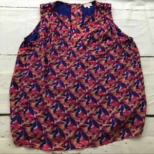 Stitch fix Pixley geometric floral print vneck tank blouse buttoned back women s